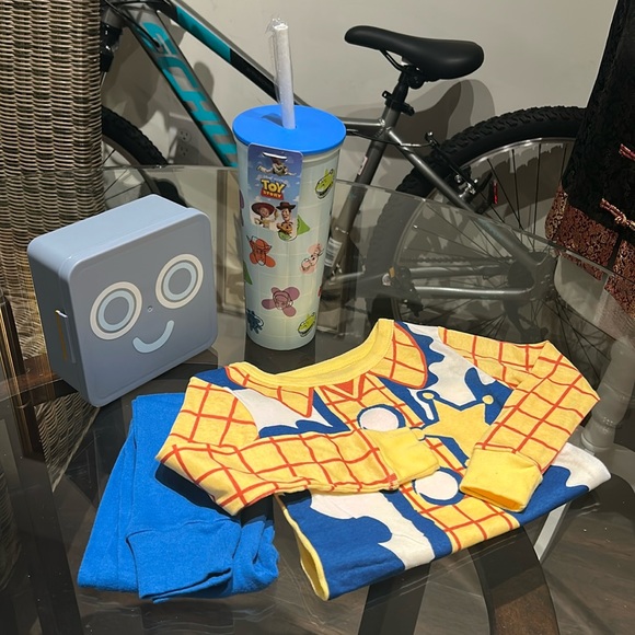 Disney Other - Toy Story “Woody” PJ’s with Matching Toy Story Tumbler & Snack Container